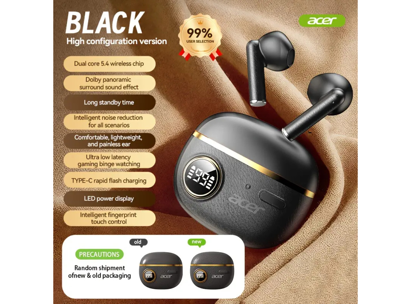 Acer 2025 TWS Wireless Headset [Black Color]