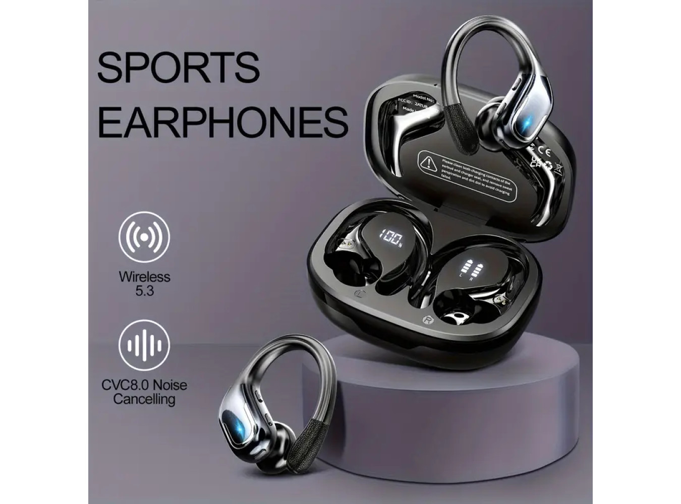 Wireless Earbuds with Dual-LED Display & ANC