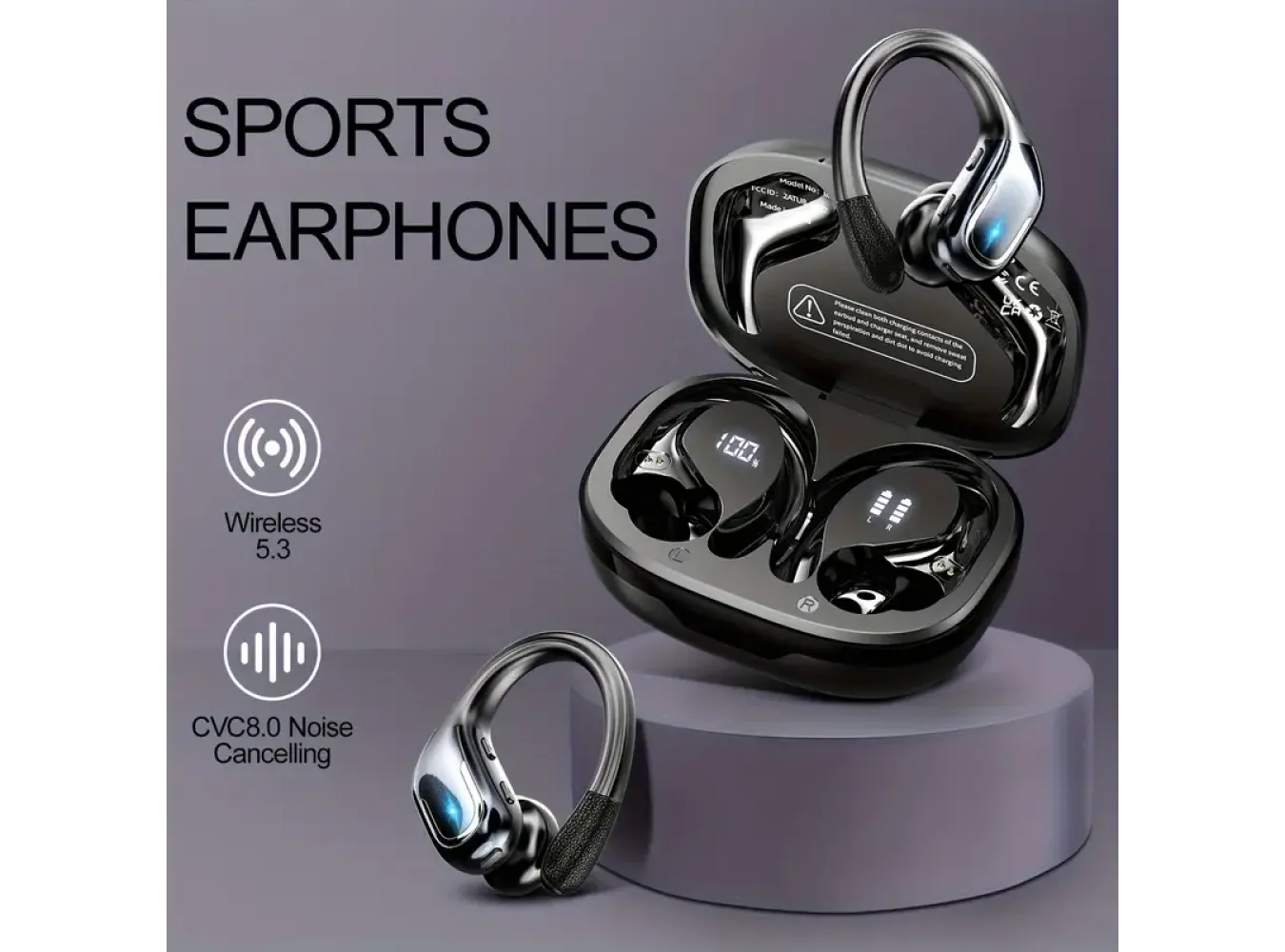 Wireless Earbuds with Dual-LED Display & ANC