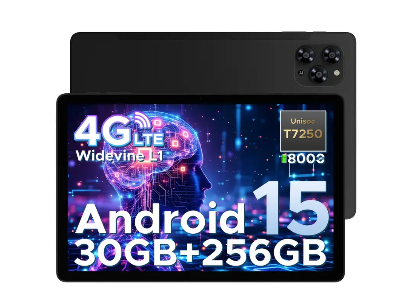 Android 15 11-Inch 30GB RAM (6+24) + 256GB Black