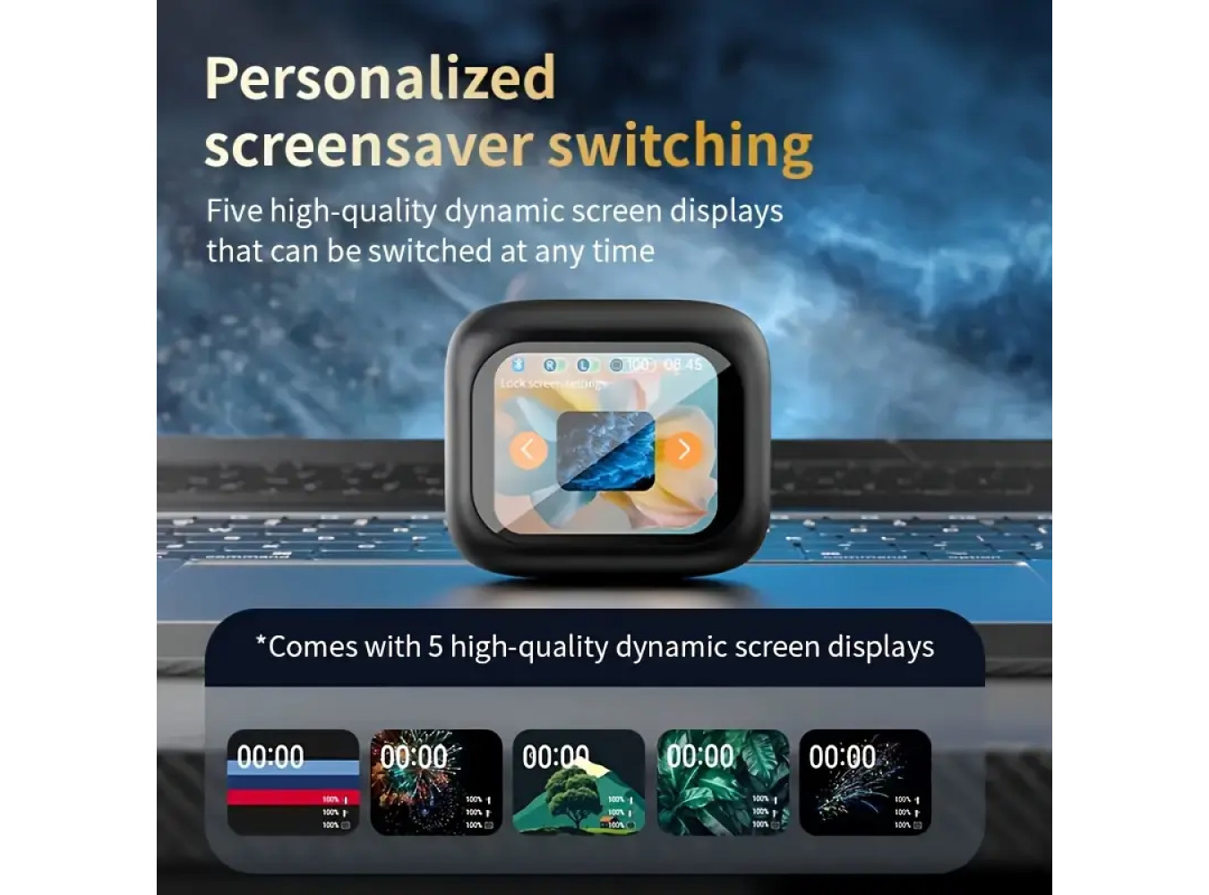 Smart Wireless Earbuds with Touch Screen [Black]