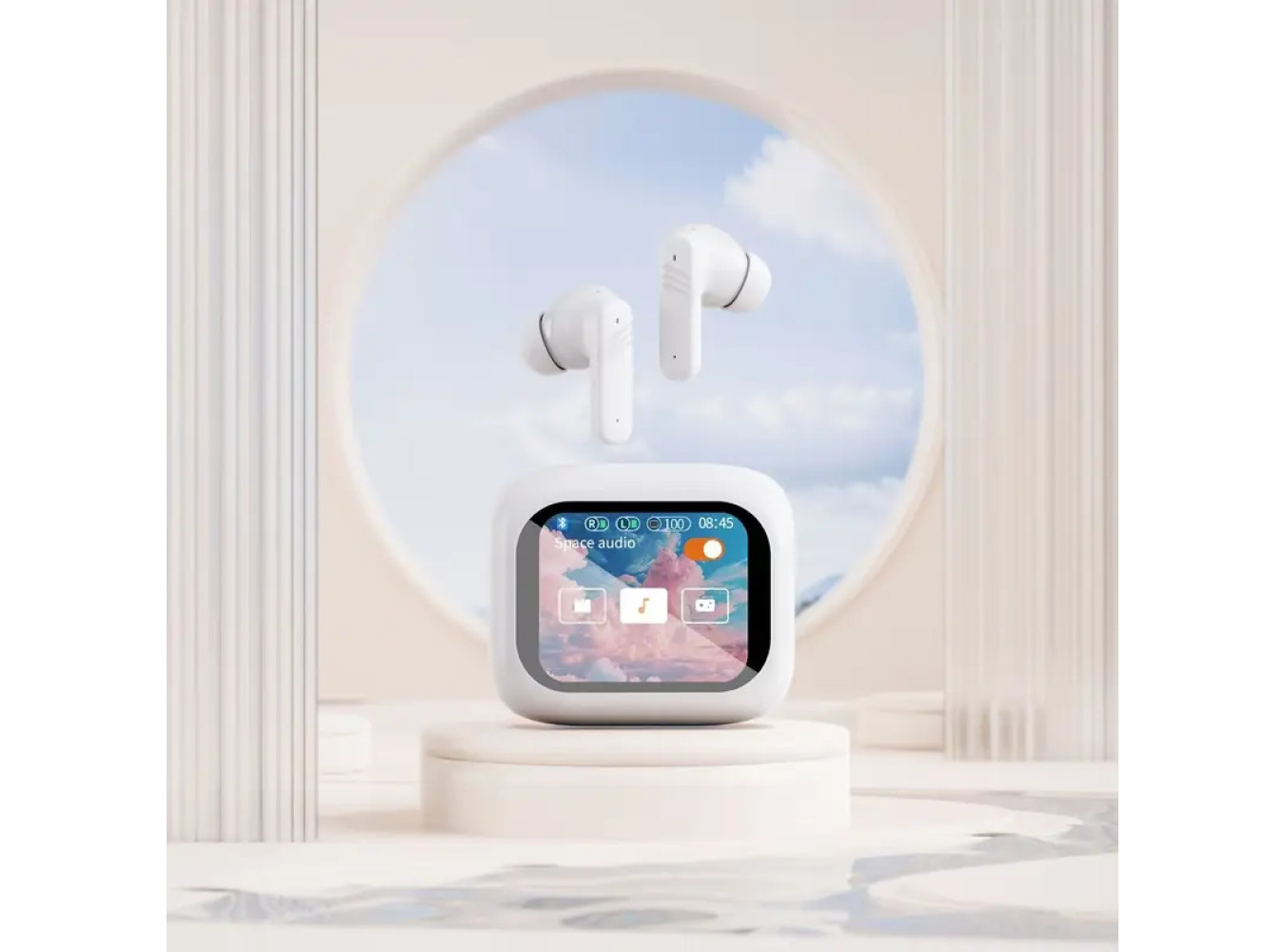 Smart Wireless Earbuds with Touch Screen [White]