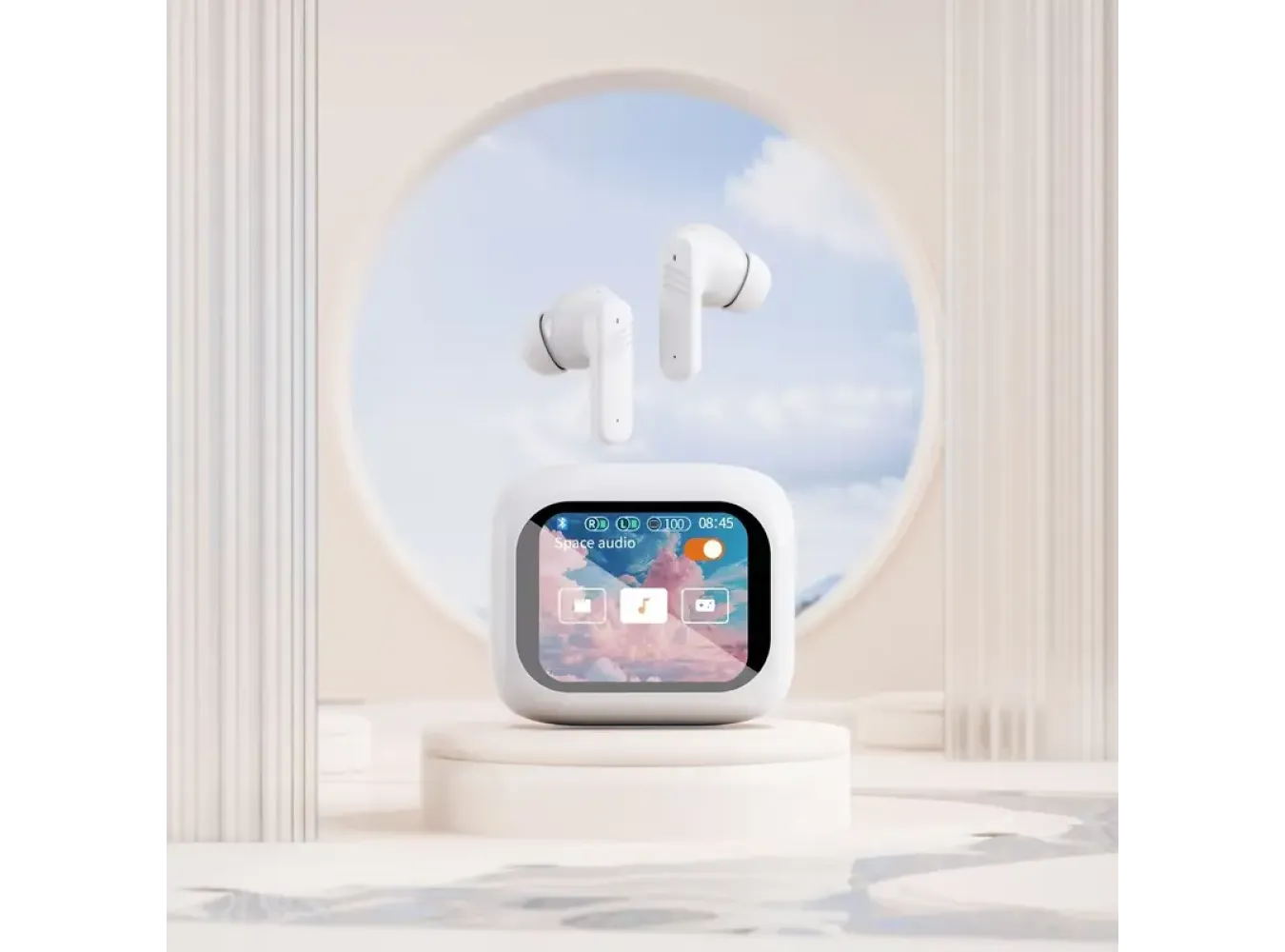 Smart Wireless Earbuds with Touch Screen [White]