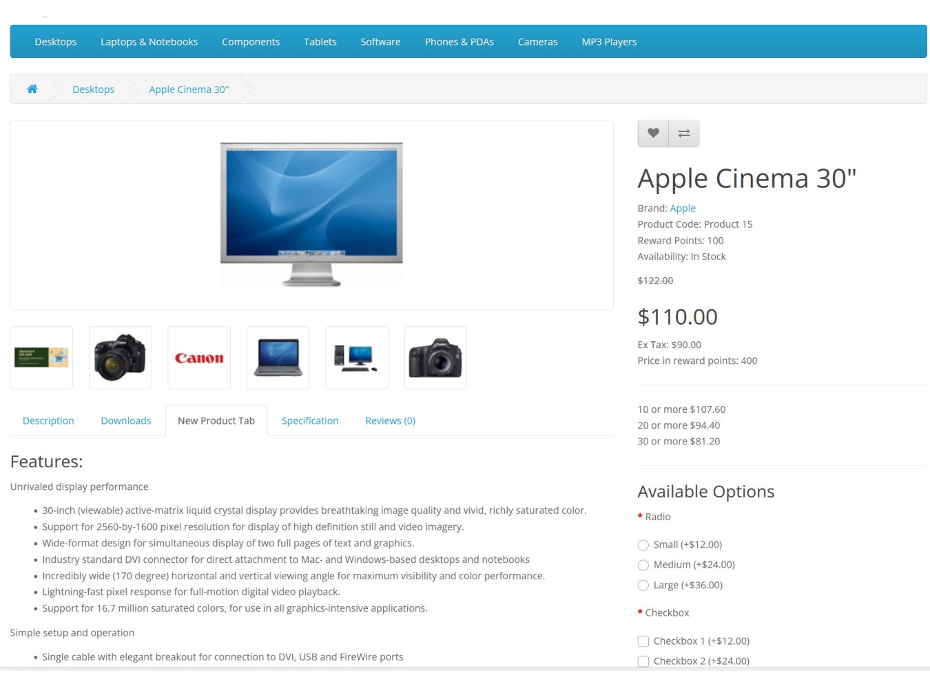 New Tab In Product Page