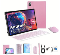 Tablet 2in1, 10.1-inch IPS Display Android 15 [PinkColor]