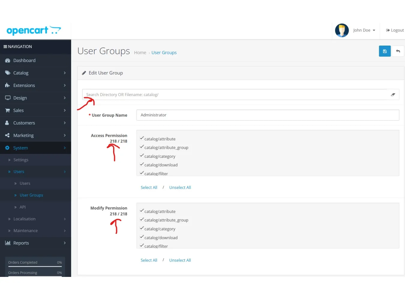User Permissions & Extension View User Permissions & Extension View