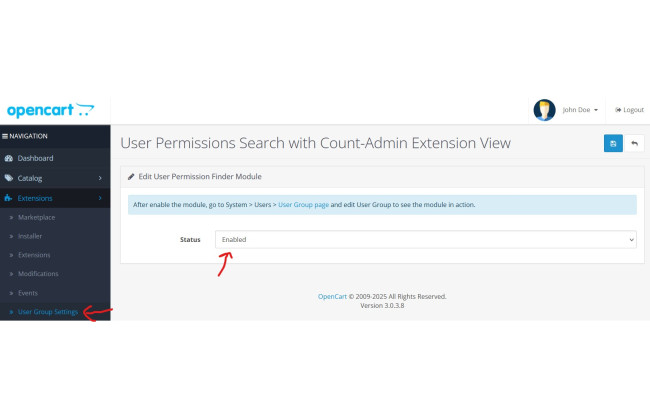 User Permissions & Extension View