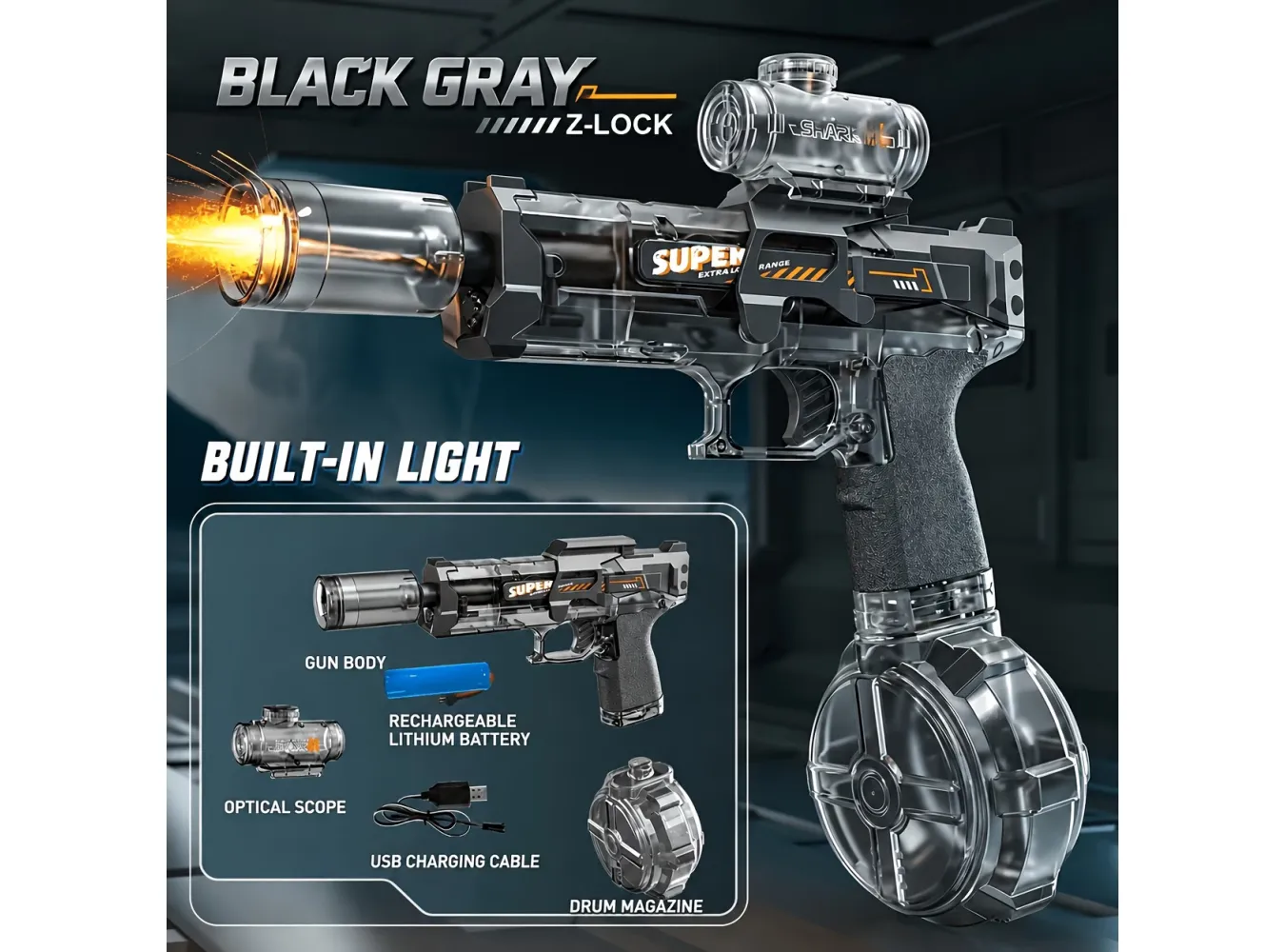 Electric Water Gun - Grey Color Electric Water Gun - Grey Color