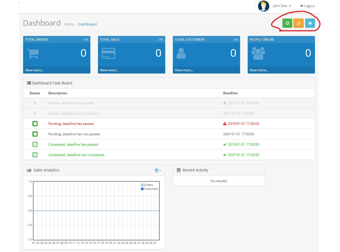 Admin Dashboard Power Refresh