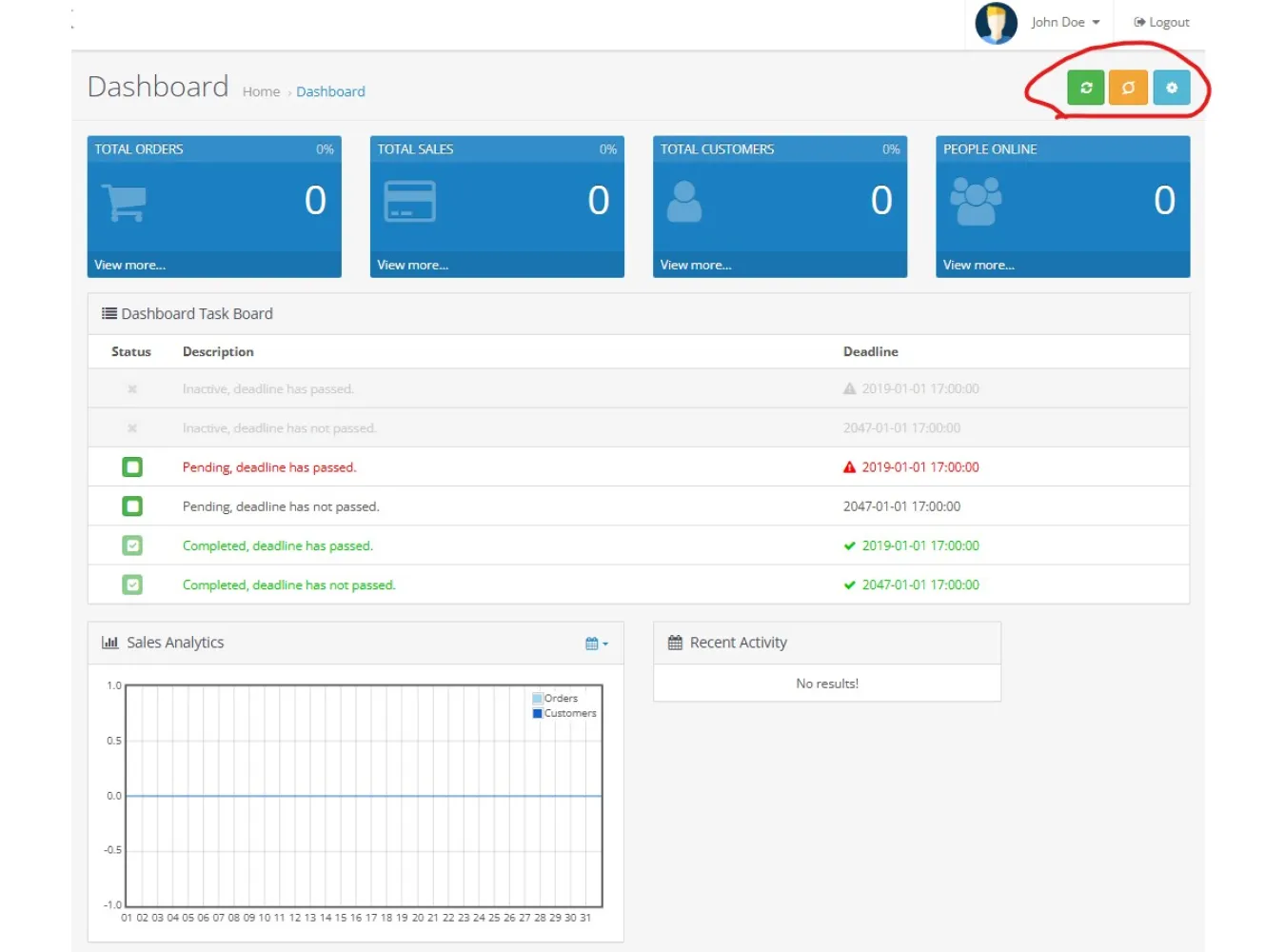 Admin Dashboard Power Refresh